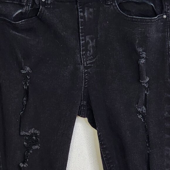Dollhouse You Are Beautiful Black Destructed Cotton Poly Span Skinny Jeans 11/12 - Picture 3 of 16